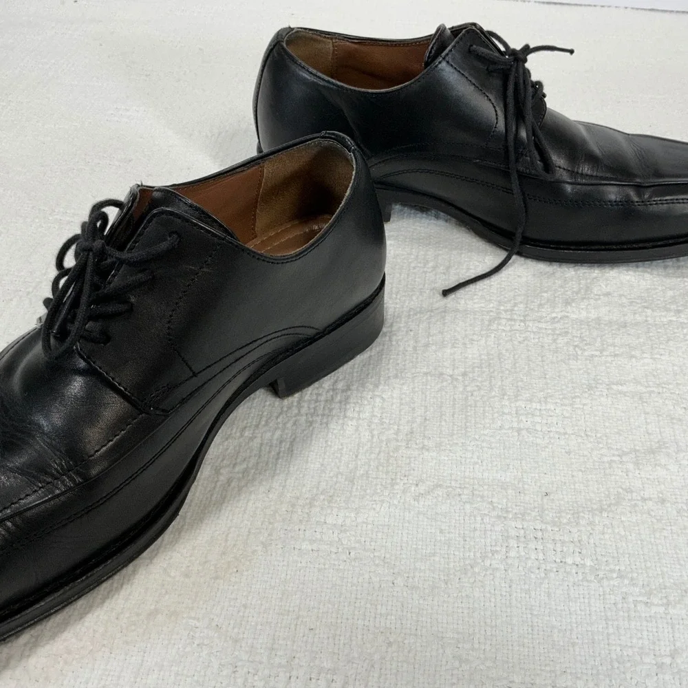 Johnston &‎ Murphy Black Leather Square Toe Lace Up Dress Shoes Men's 10M